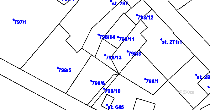 Parcela st. 798/13 v KÚ Kokonín, Katastrální mapa