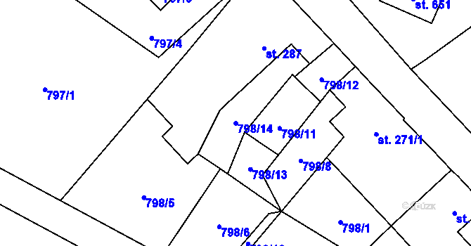 Parcela st. 798/14 v KÚ Kokonín, Katastrální mapa