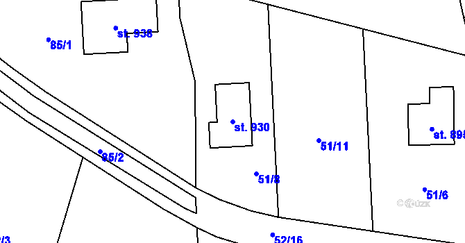 Parcela st. 930 v KÚ Kokonín, Katastrální mapa