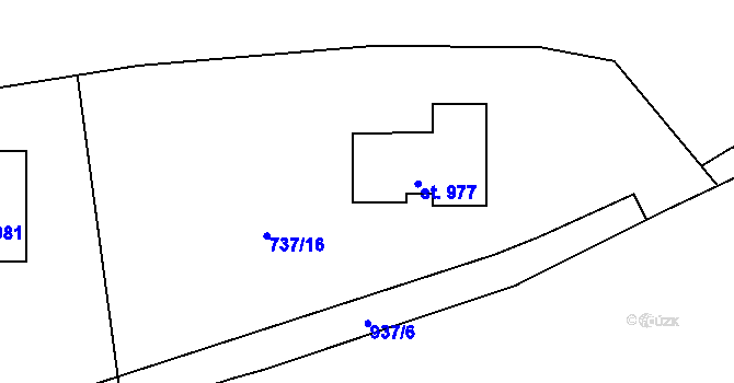 Parcela st. 737/16 v KÚ Kokonín, Katastrální mapa