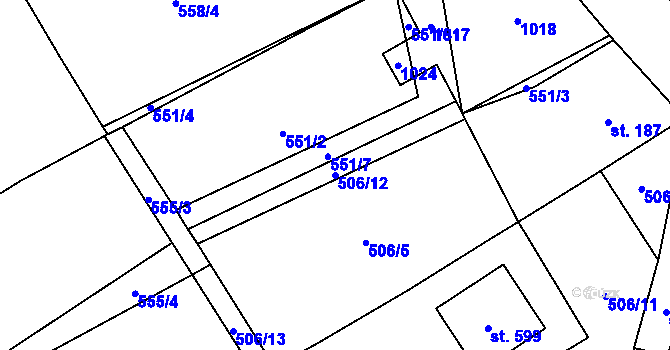 Parcela st. 506/12 v KÚ Kokonín, Katastrální mapa