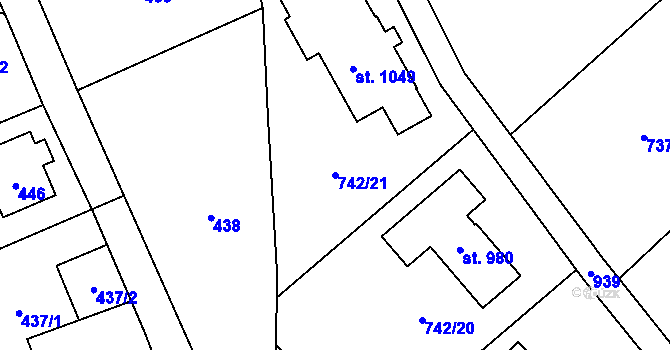 Parcela st. 742/21 v KÚ Kokonín, Katastrální mapa