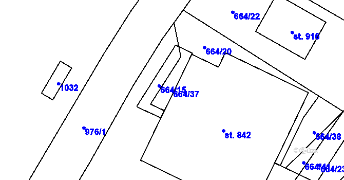 Parcela st. 664/37 v KÚ Kokonín, Katastrální mapa