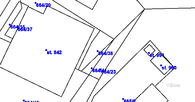 Parcela st. 664/38 v KÚ Kokonín, Katastrální mapa