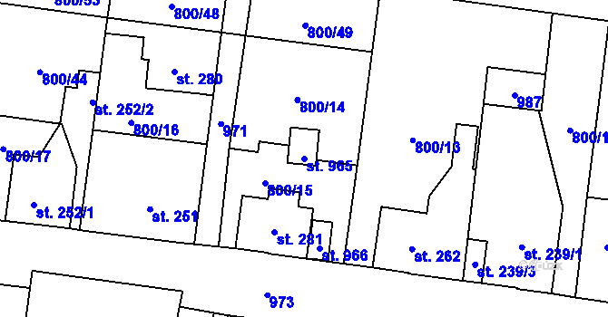 Parcela st. 965 v KÚ Kokonín, Katastrální mapa