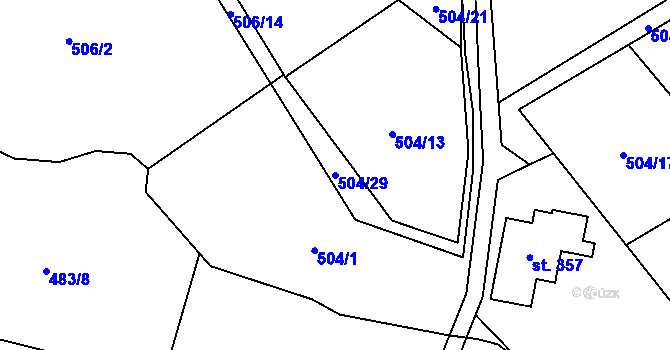Parcela st. 504/29 v KÚ Kokonín, Katastrální mapa