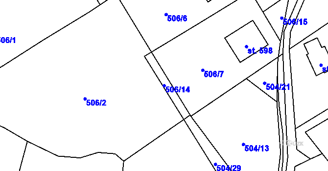 Parcela st. 506/14 v KÚ Kokonín, Katastrální mapa