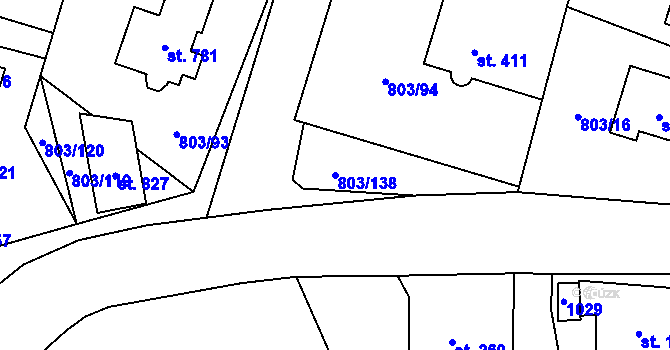 Parcela st. 803/138 v KÚ Kokonín, Katastrální mapa