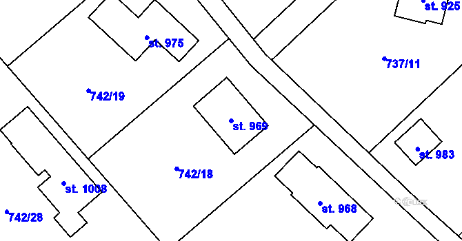 Parcela st. 969 v KÚ Kokonín, Katastrální mapa
