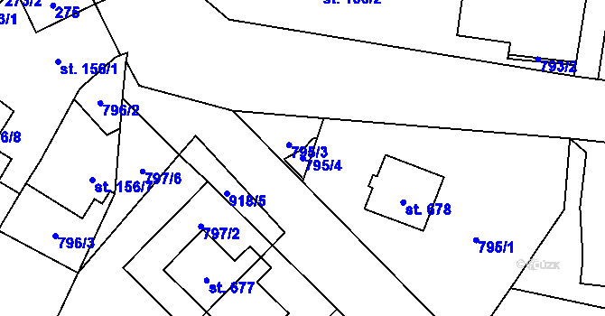 Parcela st. 795/4 v KÚ Kokonín, Katastrální mapa