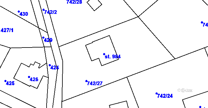 Parcela st. 984 v KÚ Kokonín, Katastrální mapa