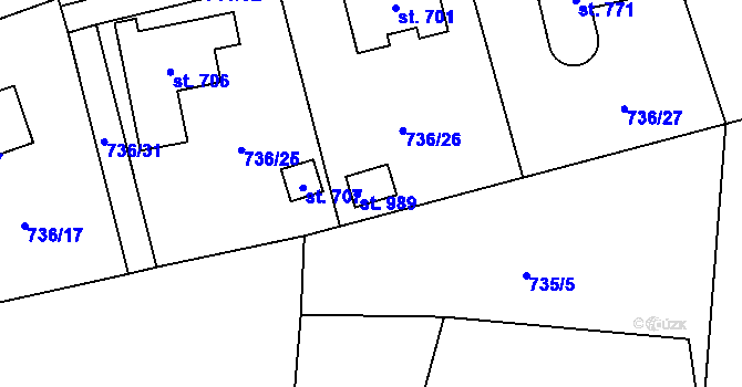 Parcela st. 989 v KÚ Kokonín, Katastrální mapa