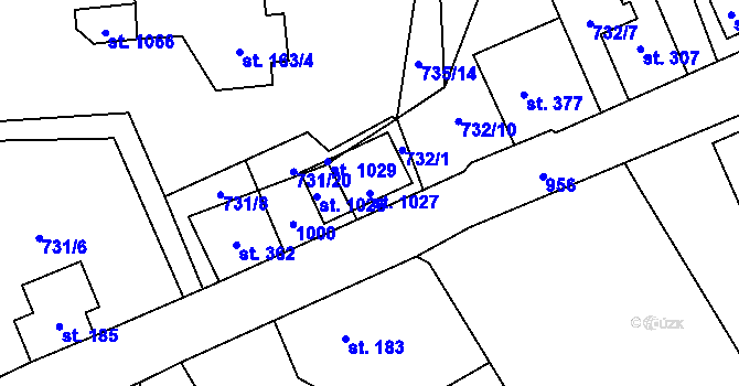 Parcela st. 1027 v KÚ Kokonín, Katastrální mapa