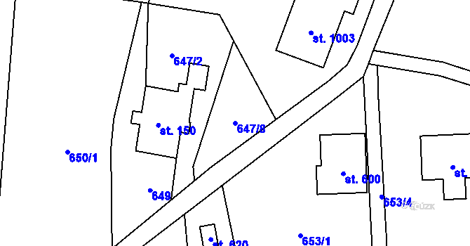 Parcela st. 647/8 v KÚ Kokonín, Katastrální mapa