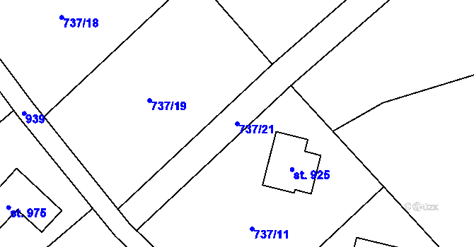 Parcela st. 737/21 v KÚ Kokonín, Katastrální mapa