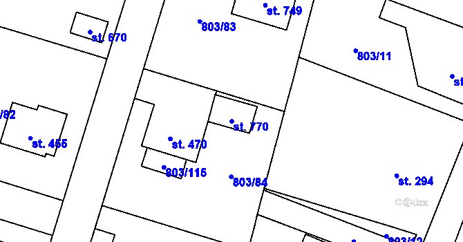 Parcela st. 770 v KÚ Kokonín, Katastrální mapa