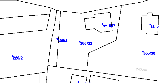 Parcela st. 306/32 v KÚ Kokory, Katastrální mapa