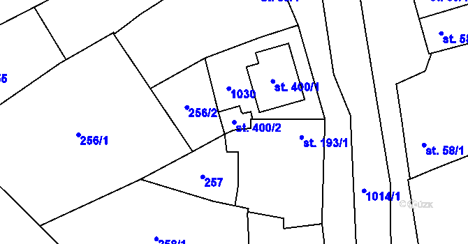 Parcela st. 400/2 v KÚ Kokory, Katastrální mapa