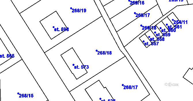 Parcela st. 268/18 v KÚ Kokory, Katastrální mapa