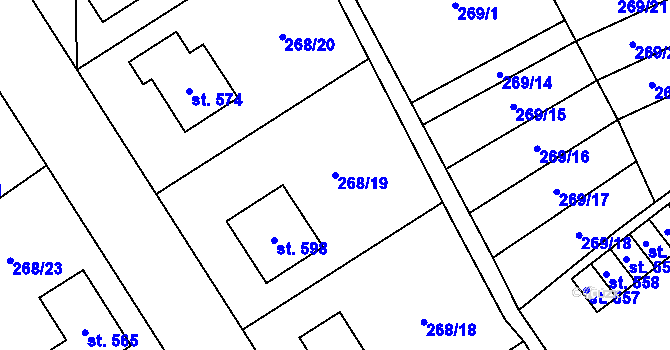 Parcela st. 268/19 v KÚ Kokory, Katastrální mapa