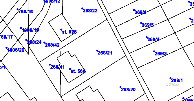 Parcela st. 268/21 v KÚ Kokory, Katastrální mapa