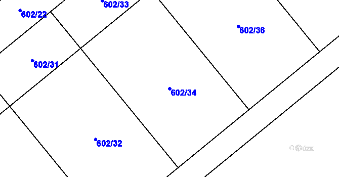Parcela st. 602/34 v KÚ Kokory, Katastrální mapa