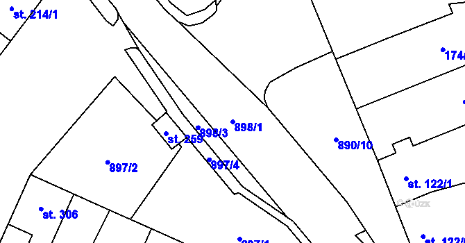 Parcela st. 898/1 v KÚ Kokory, Katastrální mapa