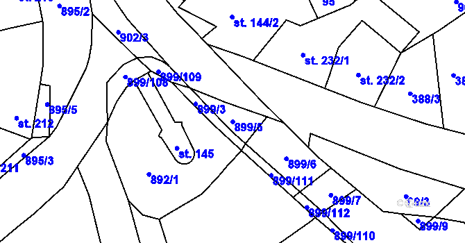 Parcela st. 899/5 v KÚ Kokory, Katastrální mapa