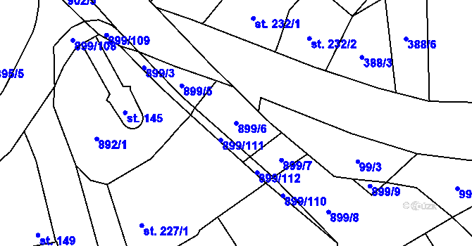 Parcela st. 899/6 v KÚ Kokory, Katastrální mapa