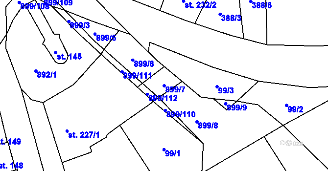 Parcela st. 899/7 v KÚ Kokory, Katastrální mapa