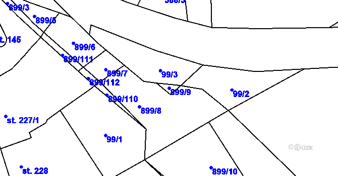 Parcela st. 899/9 v KÚ Kokory, Katastrální mapa