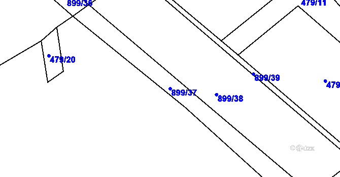 Parcela st. 899/37 v KÚ Kokory, Katastrální mapa