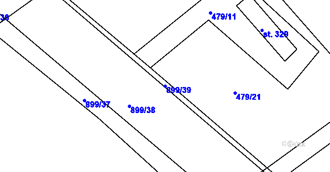 Parcela st. 899/39 v KÚ Kokory, Katastrální mapa
