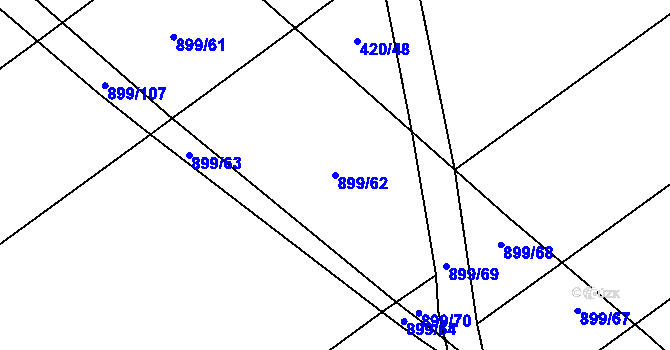 Parcela st. 899/62 v KÚ Kokory, Katastrální mapa
