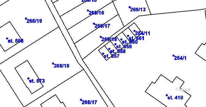 Parcela st. 557 v KÚ Kokory, Katastrální mapa