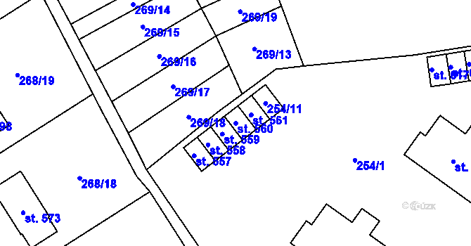 Parcela st. 560 v KÚ Kokory, Katastrální mapa