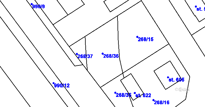 Parcela st. 268/36 v KÚ Kokory, Katastrální mapa