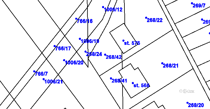 Parcela st. 268/42 v KÚ Kokory, Katastrální mapa