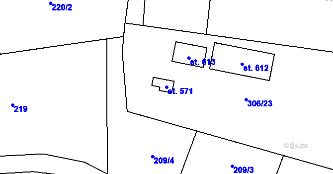 Parcela st. 571 v KÚ Kokory, Katastrální mapa