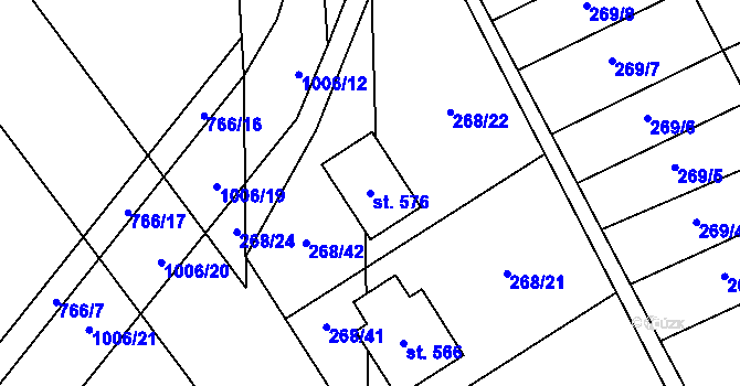 Parcela st. 576 v KÚ Kokory, Katastrální mapa