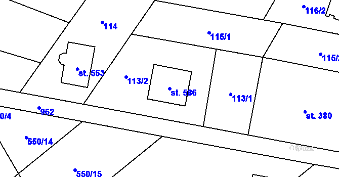 Parcela st. 586 v KÚ Kokory, Katastrální mapa