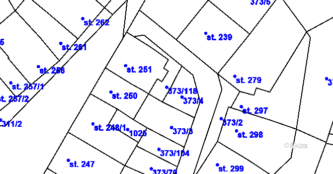 Parcela st. 373/118 v KÚ Kokory, Katastrální mapa