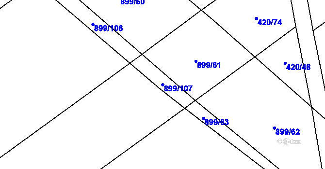 Parcela st. 899/107 v KÚ Kokory, Katastrální mapa