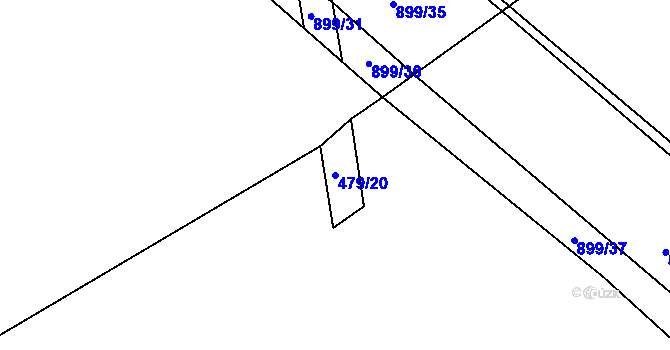 Parcela st. 479/20 v KÚ Kokory, Katastrální mapa