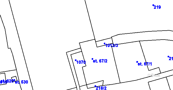 Parcela st. 67/3 v KÚ Kokory, Katastrální mapa