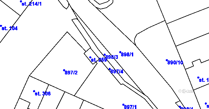 Parcela st. 898/3 v KÚ Kokory, Katastrální mapa