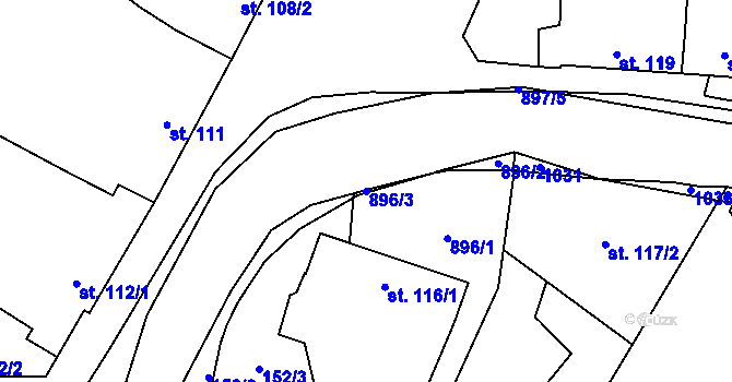 Parcela st. 896/3 v KÚ Kokory, Katastrální mapa