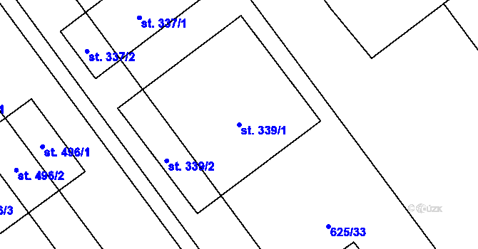 Parcela st. 339/1 v KÚ Kokory, Katastrální mapa