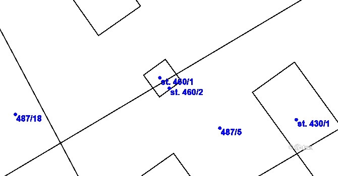 Parcela st. 460/2 v KÚ Kokory, Katastrální mapa