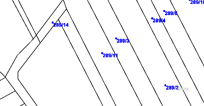 Parcela st. 289/11 v KÚ Kokory, Katastrální mapa